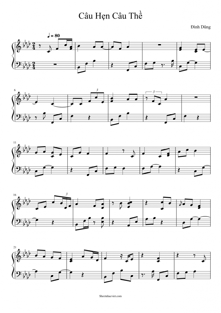 Sheet Nhạc Piano Câu Hẹn Câu Thề Đình Dũng